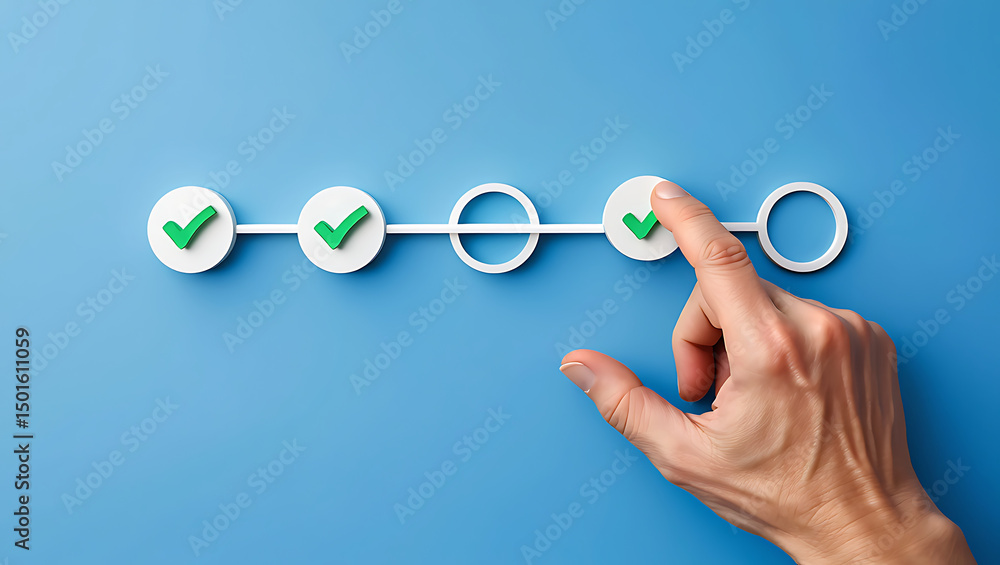 Poster achieving goals step-by-step progress and milestone checklists