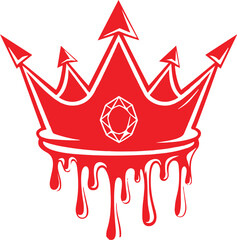 Red Crown with Dripping Effect and Jewel