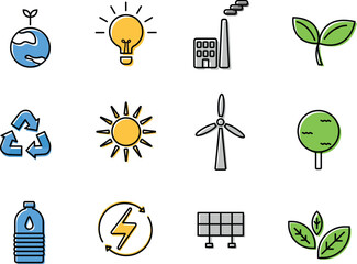 green yellow blue grey environment icon pack earth