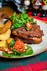 Roasted Whole chicken with christmas decoration