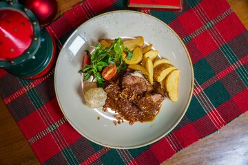 Roasted Whole chicken with christmas decoration