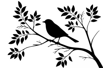 Silhouette of a bird perched ...