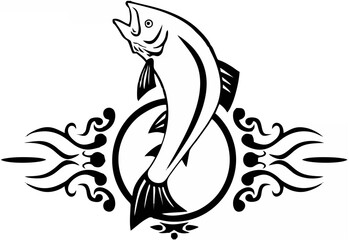 Tribal Lake Trout Jumping.eps