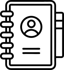 contact book vector outline icon on white or transparent background