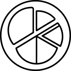 pie chat vector outline icon on white or transparent background