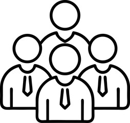 team vector outline icon on white or transparent background
