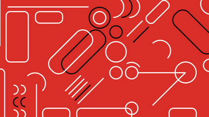 Bold Abstract Illustration with Shapes on Red