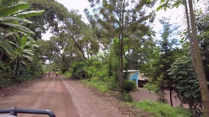 Vehicle shot driving through the remote parts of Southern Ethiopia near Jinka.