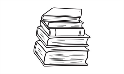 Book stack png transparent background illustrarion. Black icon