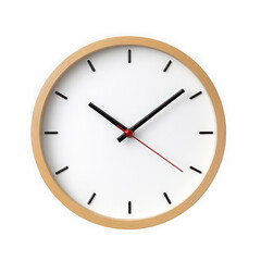 Modern wooden wall clock isolated on transparent background