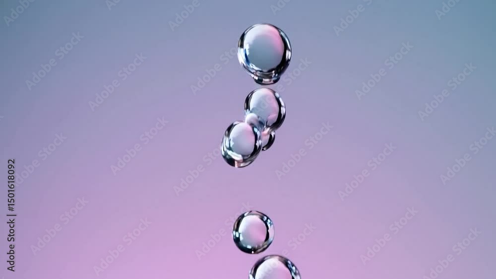 Poster transparent bubbles rising dynamically across colorful gradient backgrounds, showcasing fluid motion