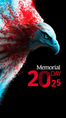 Explosive Red White and Blue Eagle Illustration – Memorial Day 2025