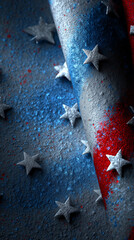 Grunge Texture of American Flag with Raised Stars – Patriotic Background