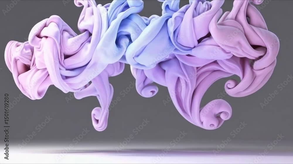 Aufkleber pastel pink and light blue smoke swirling, blending, merging dynamically across textured gray backgr