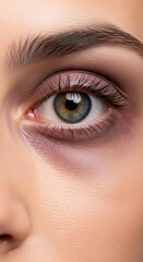Naklejka premium Close up image of a black eye, domestic violence, injured and bruised