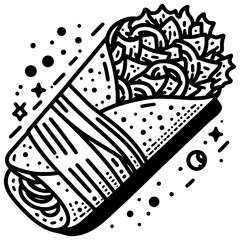 vector outline artwork of a doner kebab