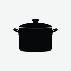 Minimalist Cookware Silhouette Vector – 2D Flat Black Kitchenware Design on White Background