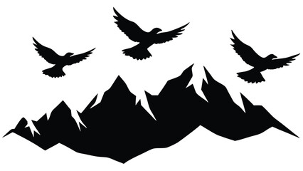 Birds Flying Over Mountain Peaks