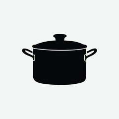 Minimalist Cookware Silhouette Vector – 2D Flat Black Kitchenware Design on White Background