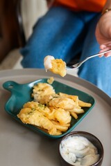 Chicken Plattern Sausage French Fries and sauce