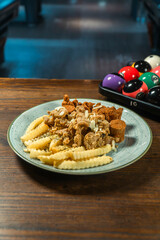 Chicken Plattern Sausage French Fries and sauce