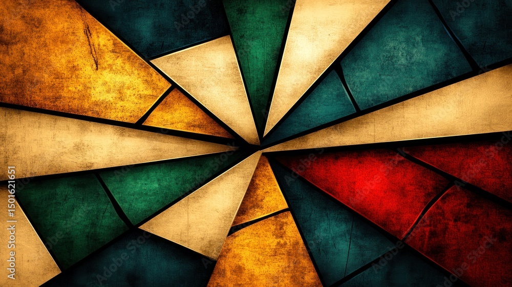 Poster abstract geometric background with textured triangles
