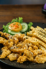 Chicken Plattern Sausage French Fries and sauce