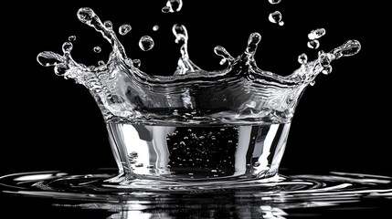 Water Splash Crown on Black Background