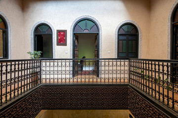 An example of traditional Moroccan architecture in a riad in Morocco.