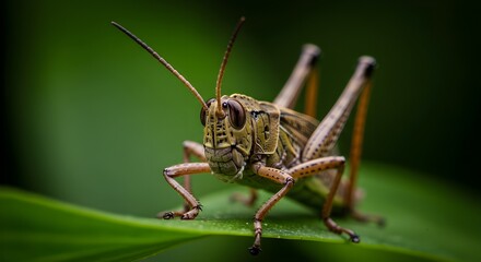 green grasshopper on a leaf