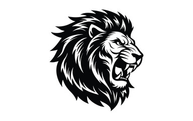 Angry Lion Head Side View Logo Icon Silhouette Vector Art for Mascot, Branding, Sports Team, Tattoo, or Graphic Design