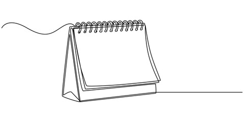 Calendar Continuous Line Icon, Continuous one line drawing of empty loose-leaf calendar. Calendar single line vector illustration. Editable line vector, Continuous one line drawing of empty loose-leaf