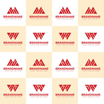 Letters MAH WAH MAJ  MAD WAJ WAD AH AJ AD Logo Set, suitable for any business