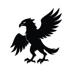Hunting Eagle Focused Powerful Silhouette Vector