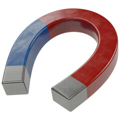 Red and blue horseshoe magnet isolated on transparent background