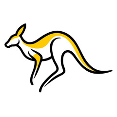 Dynamic Kangaroo Line Art Vector for Wildlife and Travel Branding.