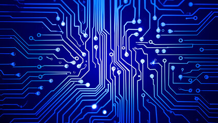 Abstract Blue Circuit Board Technology Background High-Resolution Image