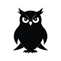 Hunting Owl Focused Silhouette Vector