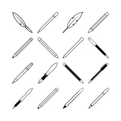 Minimalist Pen and Pencil Line Art Vector Clipart for Education Designs