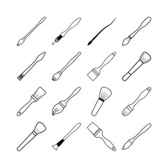 Naklejka premium Creative Paint Brush Line Art Clipart Vector for Artist and Painting Graphics