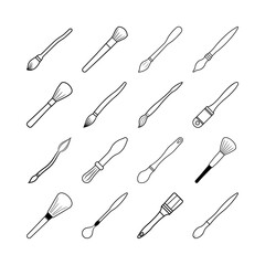 Paint Brush Line Art Clipart Vector in Transparent PNG for Creative Projects