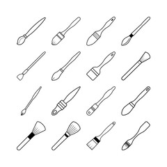 Paint Brush Line Art Vector Clipart Collection for Artistic Illustration Use
