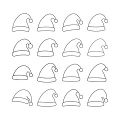 Santa Claus Hat Line Art Clipart Vector in Transparent PNG for Holiday Decor