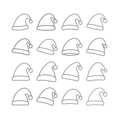 Christmas Santa Hat Line Art Clipart Vector for Winter Holiday Design Use