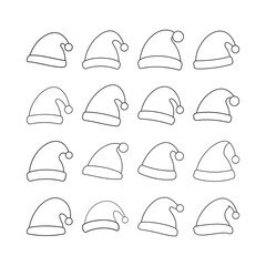 Santa Hat Line Art Vector Clipart Set for Christmas and Holiday Themes
