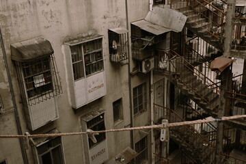 Chinese retro architecture twin staircase residential complex 