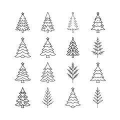 Detailed Christmas Tree Branch Line Art Vector for Winter Holiday Illustrations