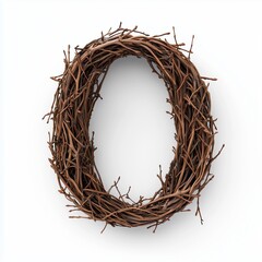 Number 0 shape from twig  tree texture nature environment, isolated white