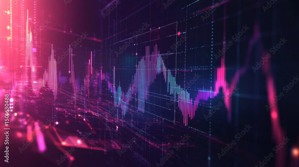 Poster business-themed tech interface frame border, holographic graphs and ui elements around edges, sleek 