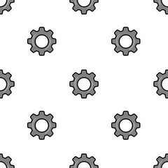 Seamless vector pattern of grey cogwheels on white background, ideal for industrial design or technical projects.